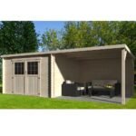 Abri de jardin bois toit plat + auvent Eden